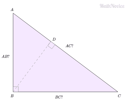 Right triangle ABC with altitude BD to the hypotenuse AC