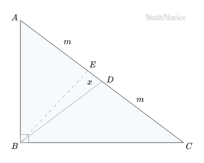 Right triangle ABC with altitude and median to hypotenuse AC